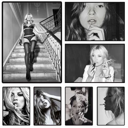 Photo of Kate Moss Poster Figure Portrait Print Modern Black and White Celebrity Wall Art Star Model Canvas Painting Home Decor
