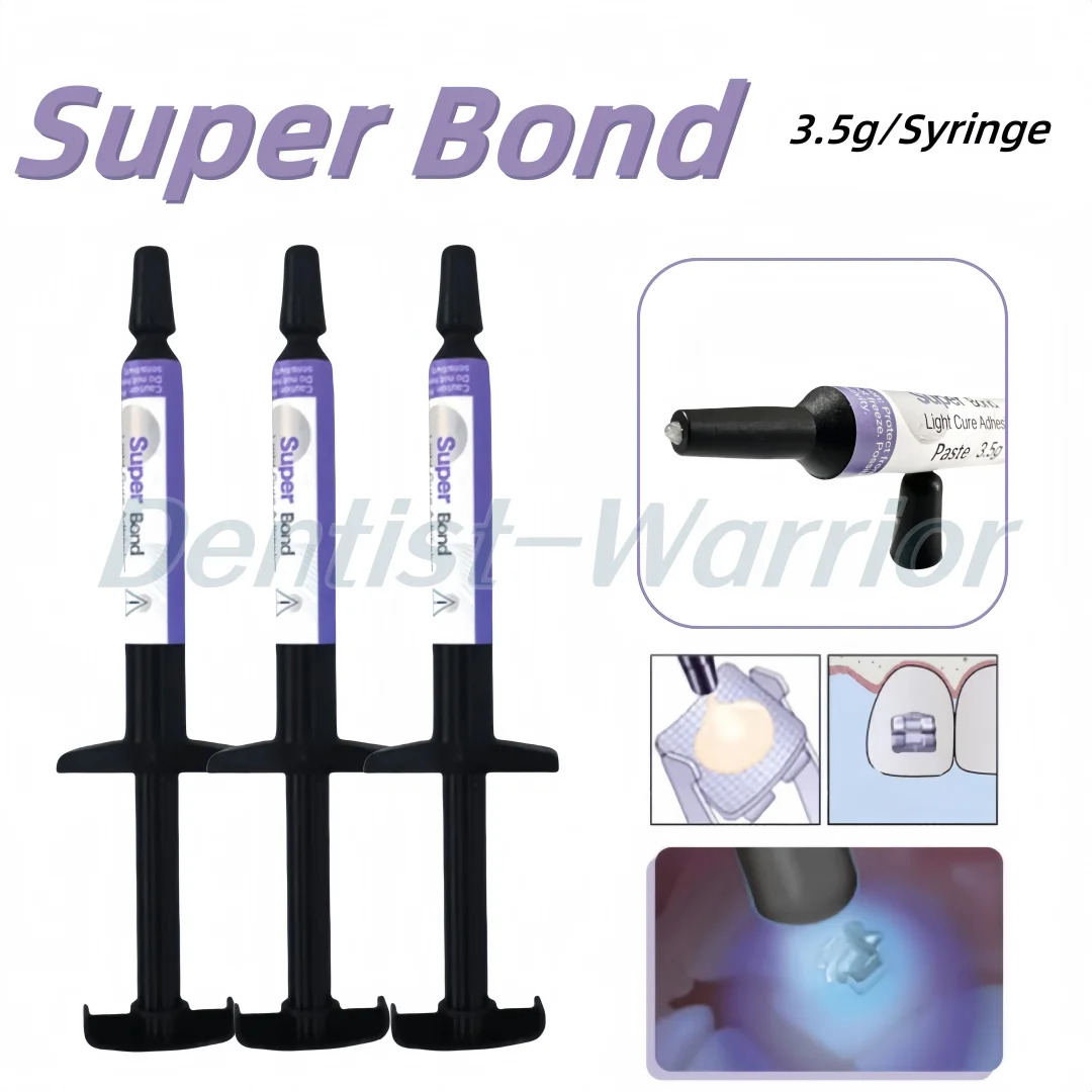 

Стоматологическая паста Super Bond Light Cure Клей Ортодонтические брекеты Склеивание 3,5 г/шприц