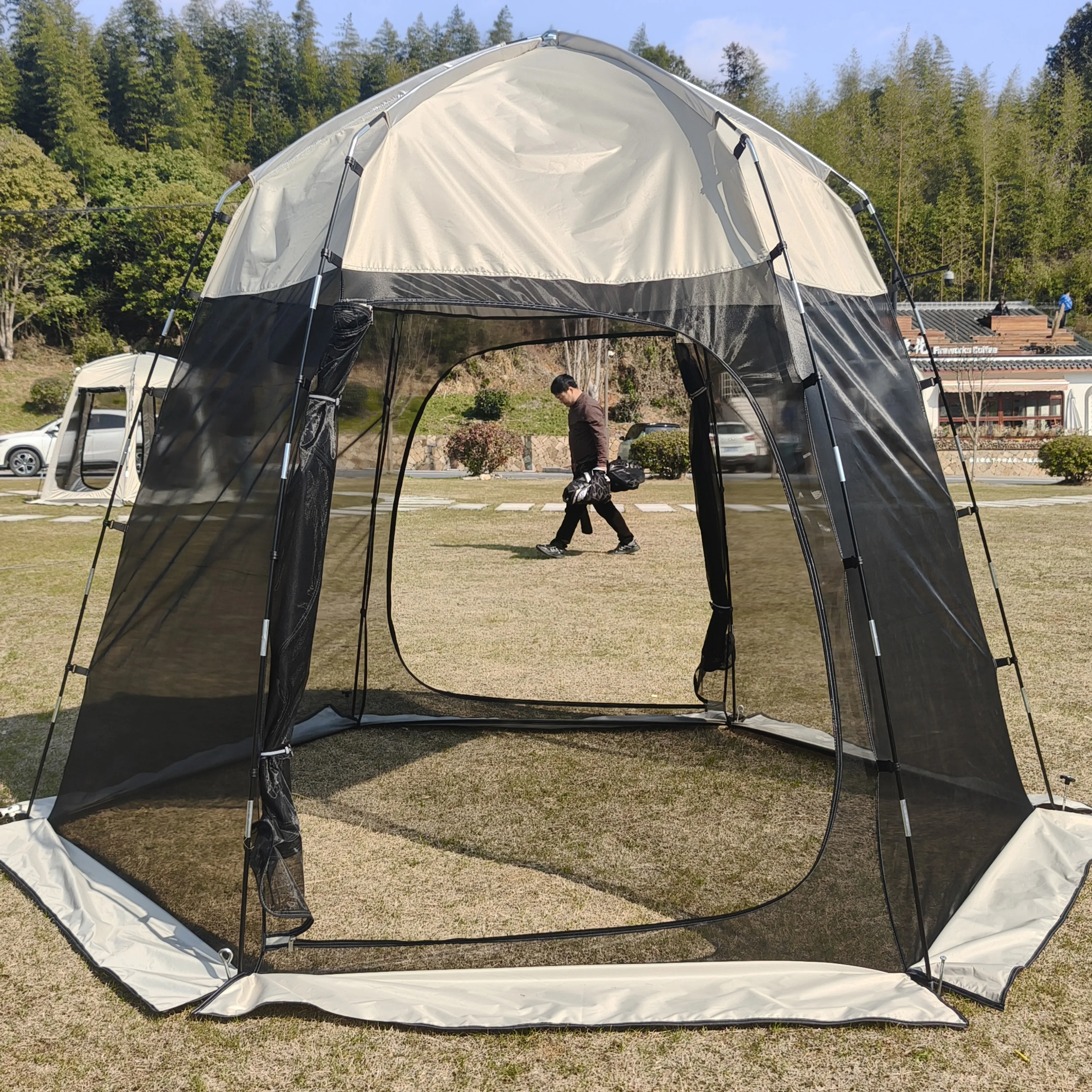 Screen House Tent, 6 Person Portable Screen Gazebo W/Carry Bag, Netting Sides & Ground Stakes, Quick Setup, Screened in Canopy