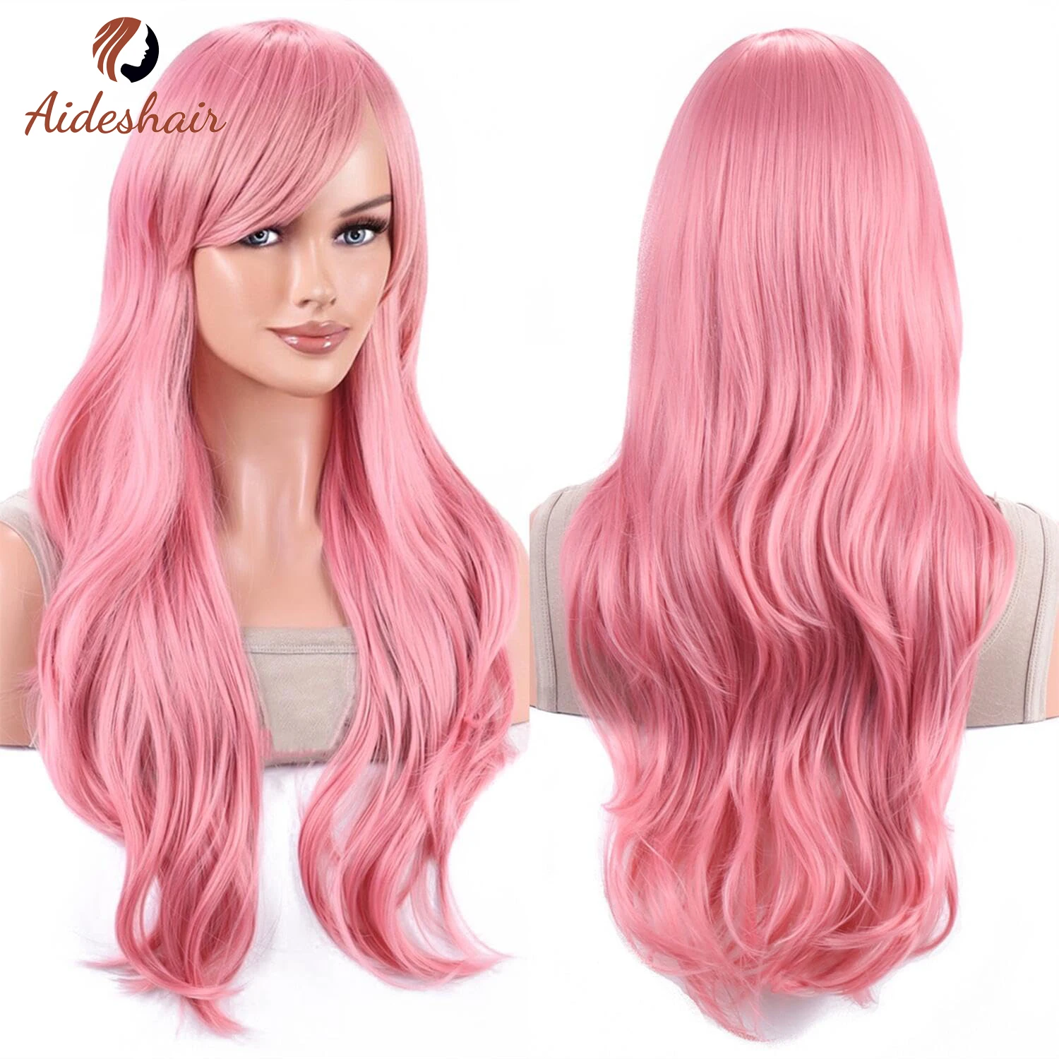 Aideshair syntetyczna peruka Fashion Wigs 28 "70cm długie faliste kręcone włosy peruka żaroodporna peruka Cosplay dla kobiet z bezpłatną czepkiem na perukę