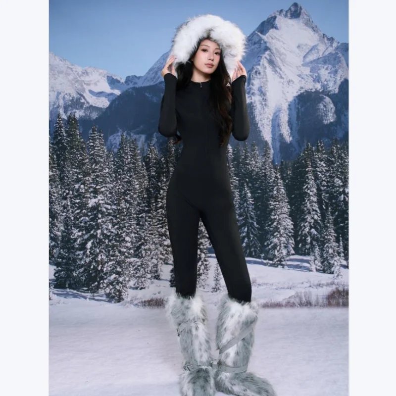 

Winter Fitness Yoga One-Piece Suit Women's Slimming Versatile New Style Figure-Hugging Design Snowscape Photo Shoot One-Piece