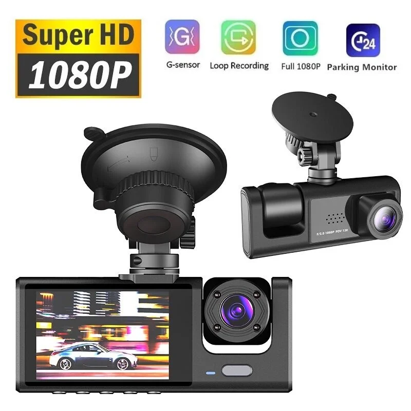 Night Vision Drive Recorder Seamless Loop Recording Dash Cam Wifi 2 Inch Car Surveillance Camera 3-Lens Black Box Dashcam Cars