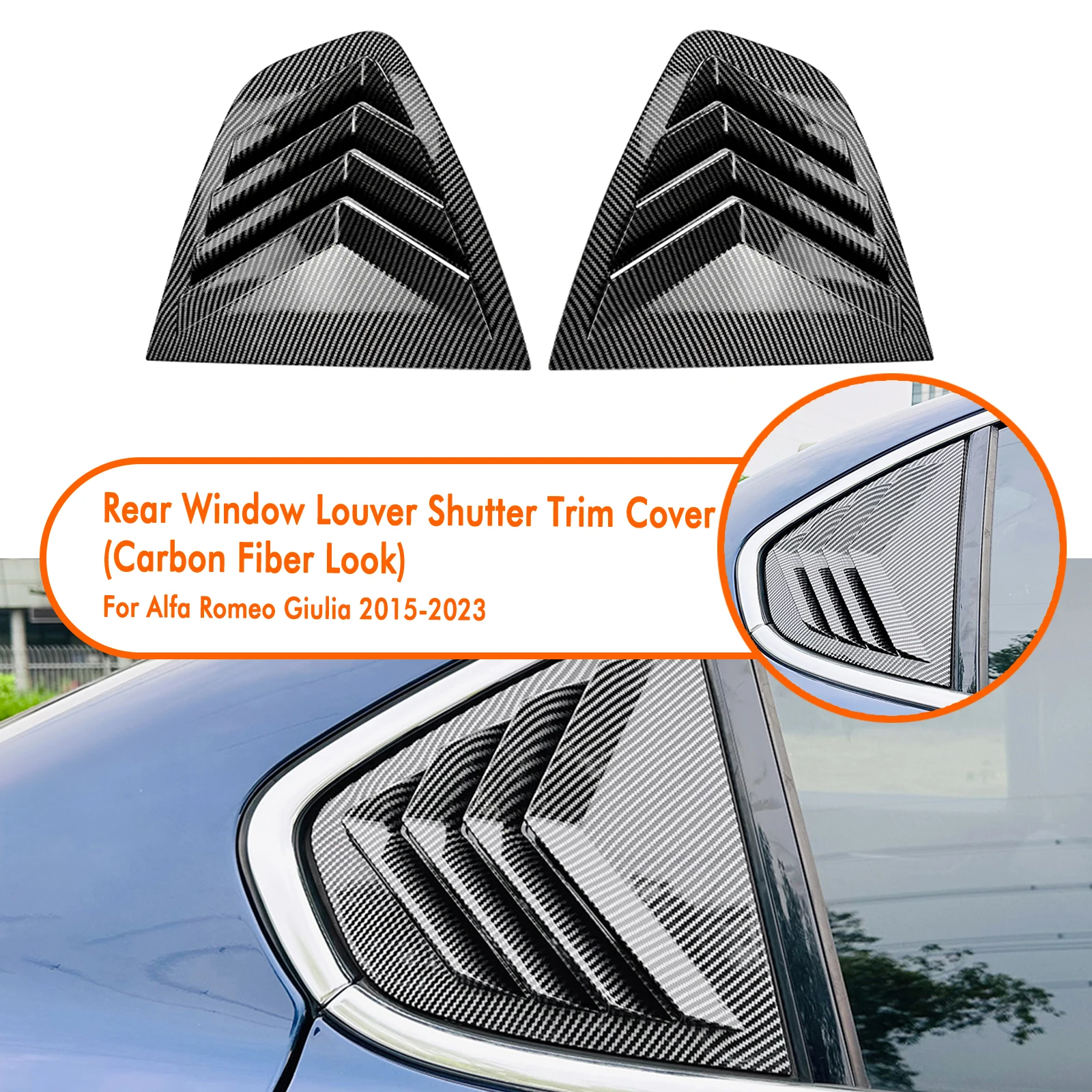 

2PCS Side Window Louver Shutter Trim Windshield Blind Cover For Alfa Romeo Giulia 2015 2016 2017 2018 2019 2020 2021 2022 2023