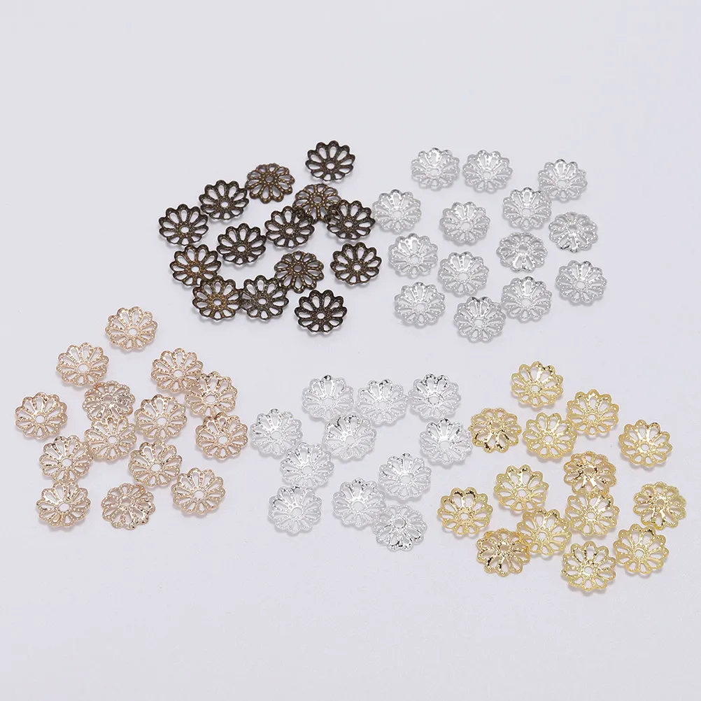 

1000Pcs Metal Pendant Charms Hollow Flower Bead Caps for DIY Jewelry Making Bracelets Necklaces Accessories End Caps
