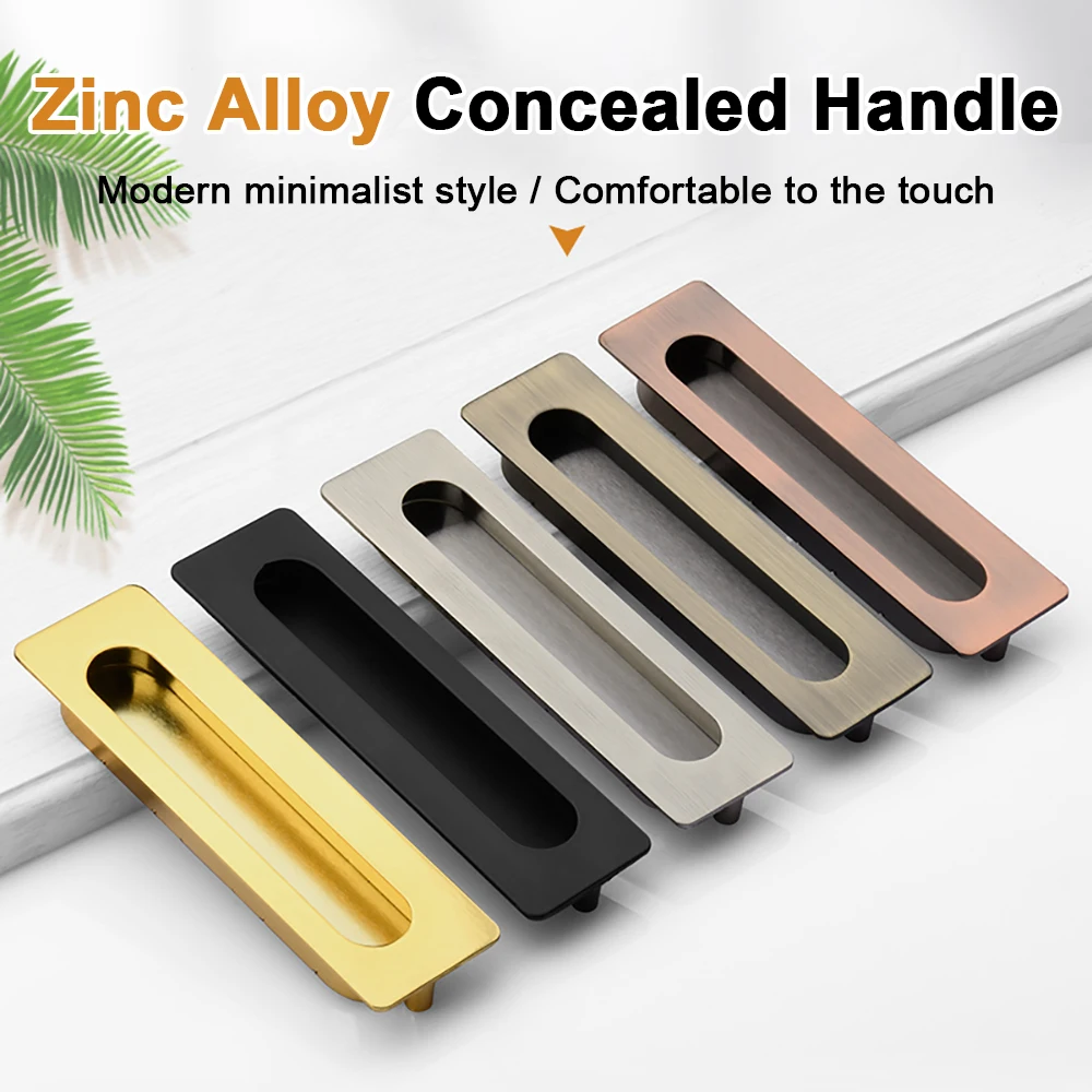 Zinc Alloy Concealed Handle Built-in Concealed Sliding Door Sliding Door Drawer Handle Built-in Black Gold Handle Bronze