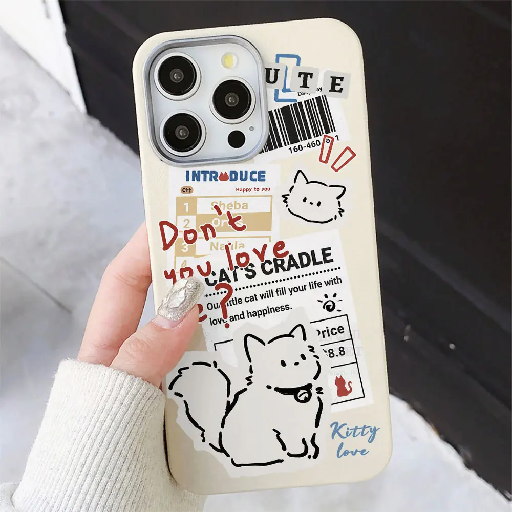 Phone Case For Samsung Galaxy A57 A37 A56 S25 S24 S26 Ultra Plus S23 FE S22 A55 A54 A36 5G Line Art Kitten Candy Color TPU Cover