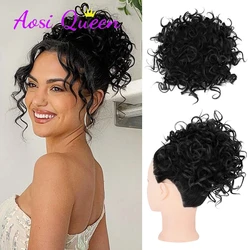 AOSI Synthetic Elastic Drawstring Loose Wavy Big Curly Hair Bun 60g Short Synthetic Ponytail Hair Extensions For Women Daily Use