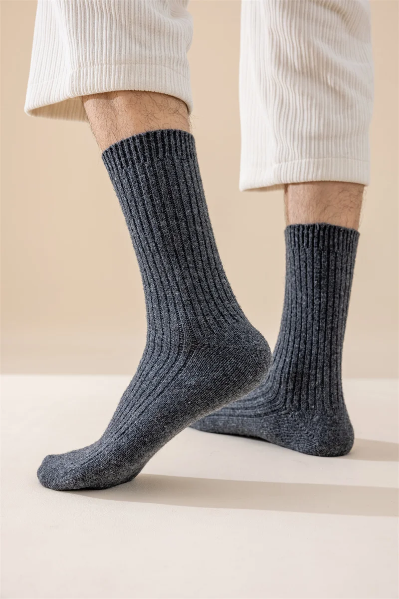 3 paar Winter Dicke Warme männer Wolle Socken Hohe Qualität Harajuku Retro Merino Wolle Casual Socken Große Größe Lange socken – Detail 7