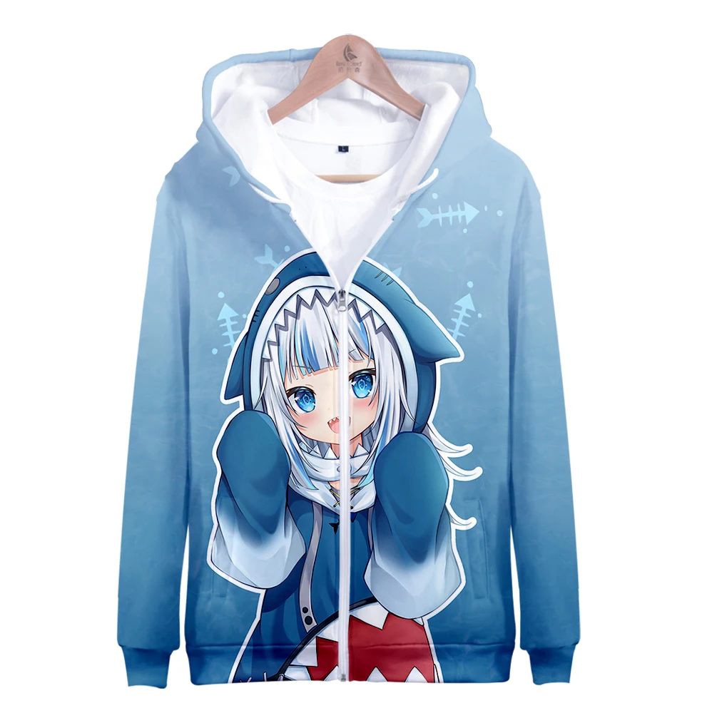 HOLOLIVE VTuber Gawr gura  3D print autumn and winter  Holiday passionate style Men/Women casual Youthful Kawaii Zip hooded