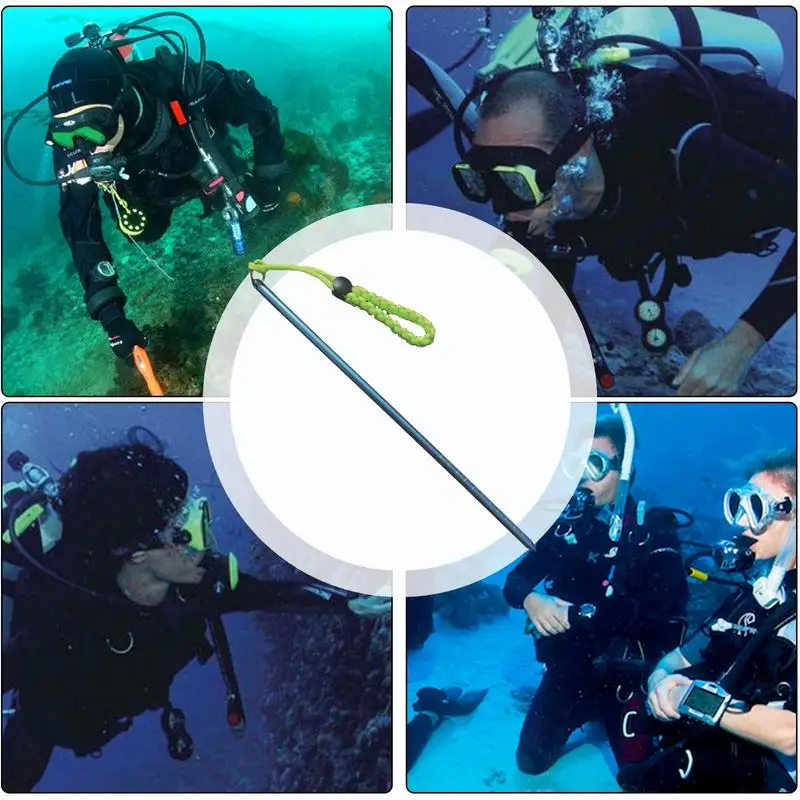 Adult Diving Stick Aluminum Alloy Underwater Shaker Noise Maker With Braided Rope Underwater Diving Stick Underwater Diving Gear