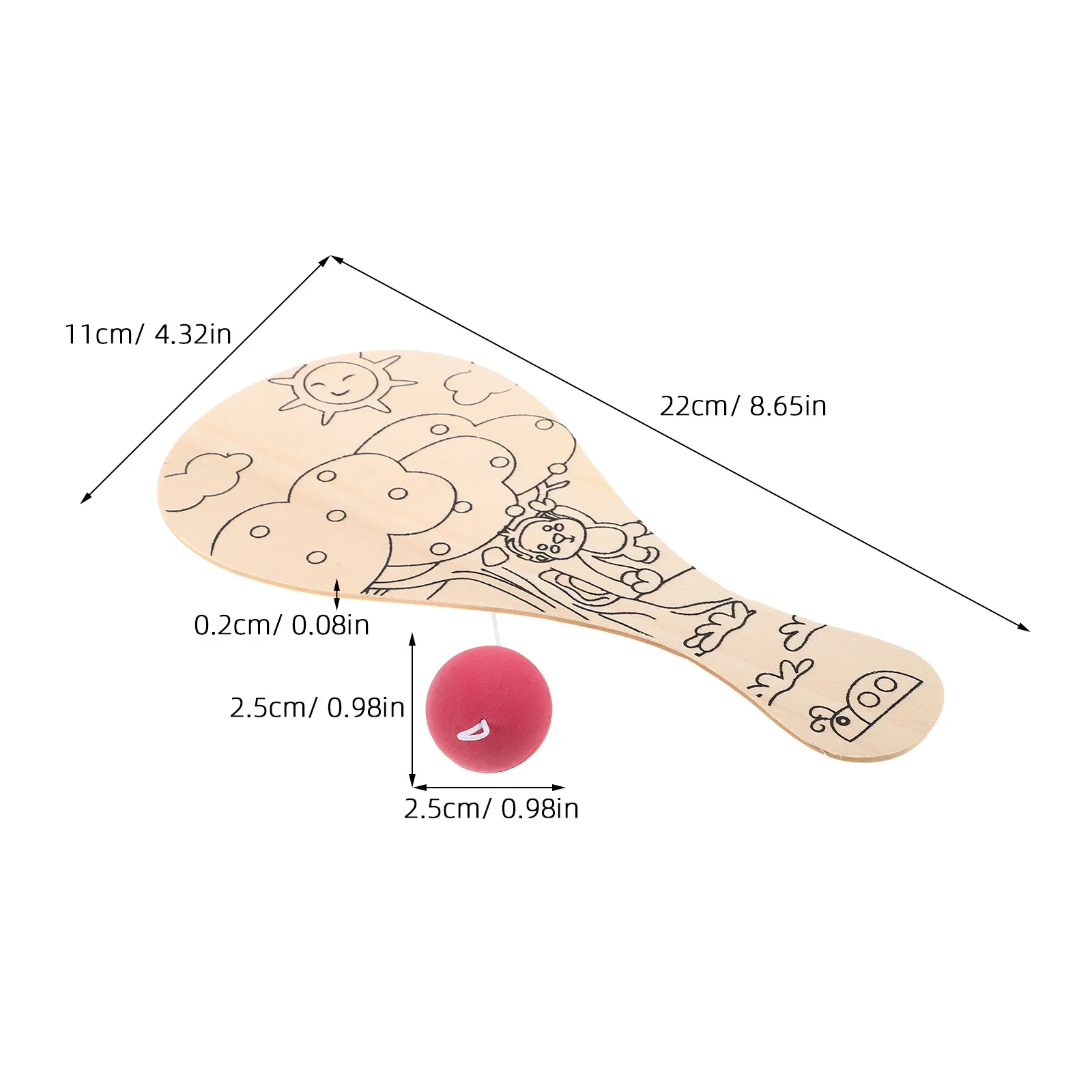 Raquette vierge en bois pour enfants, 8 pièces, peinture à la main, artisanat de coloriage pour l'art créatif, jouet de pagaie amusant en famille