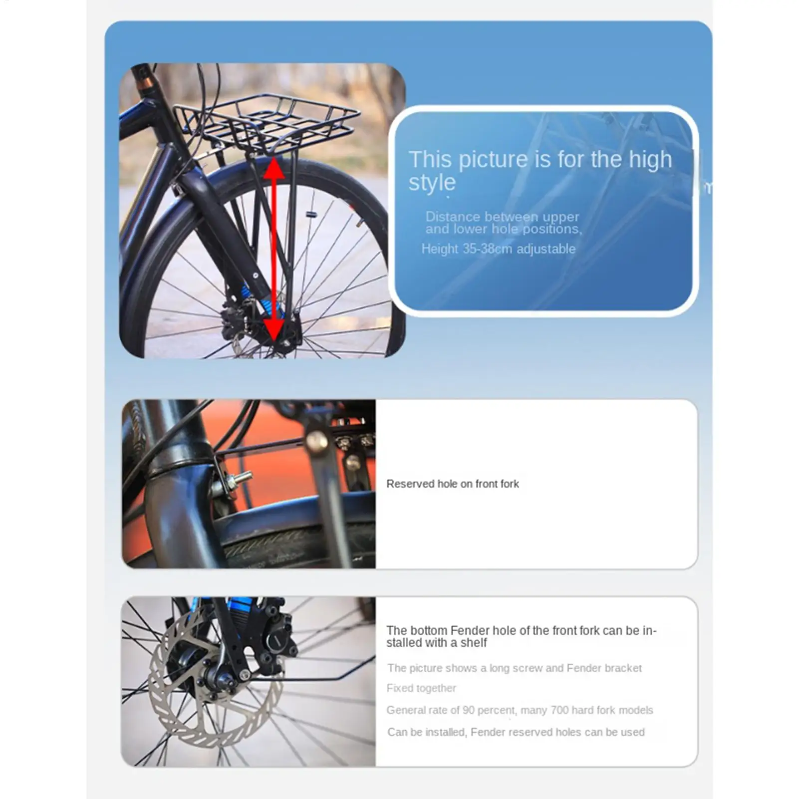 Bicycle Front Rack Heavy Duty Cargo Stand Carrier Front Bicycle Basket Large Rack For Touring Commuting Travel Outdoor Mountain