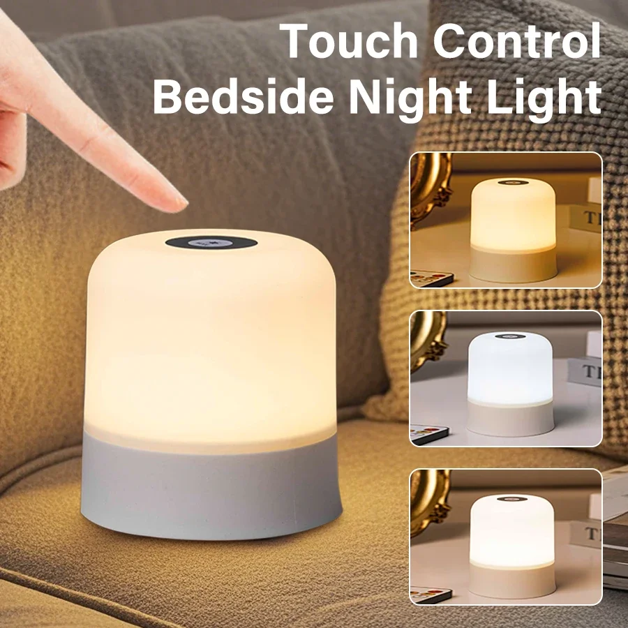 

LED Bedside Night Light USB Rechargeable Dimmable Desktop Night Lamps Touch Reading Table Lamps for Bedroom Bedside Decoration