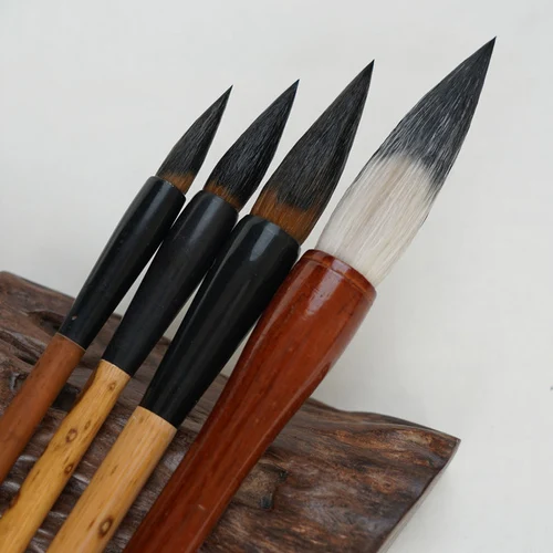 Imagen 2 del producto 4 unids/set pinceles de pintura de paisaje chino pincel de pintura de lavado de tinta de bambú profesional pelo de comadreja cepillo de escritura suave hecho a mano