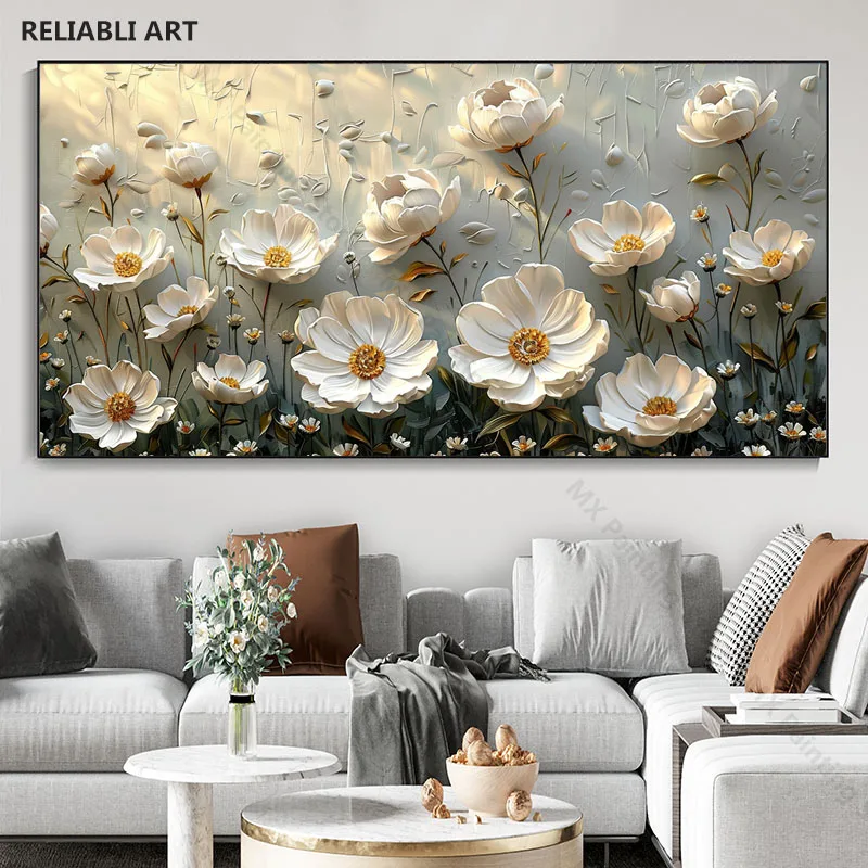 

Blooming Flower Textured Wall Art 3D Abstrat Painting On Canvas,Posters,Decor Living Room,Interior Art Floral Picture,Unframed