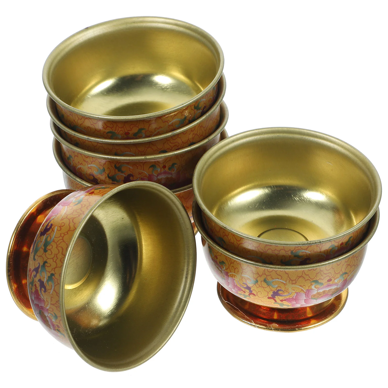 7 Pcs Holder Water Bowl Supplies Tray Offering Cup Worship Alloy