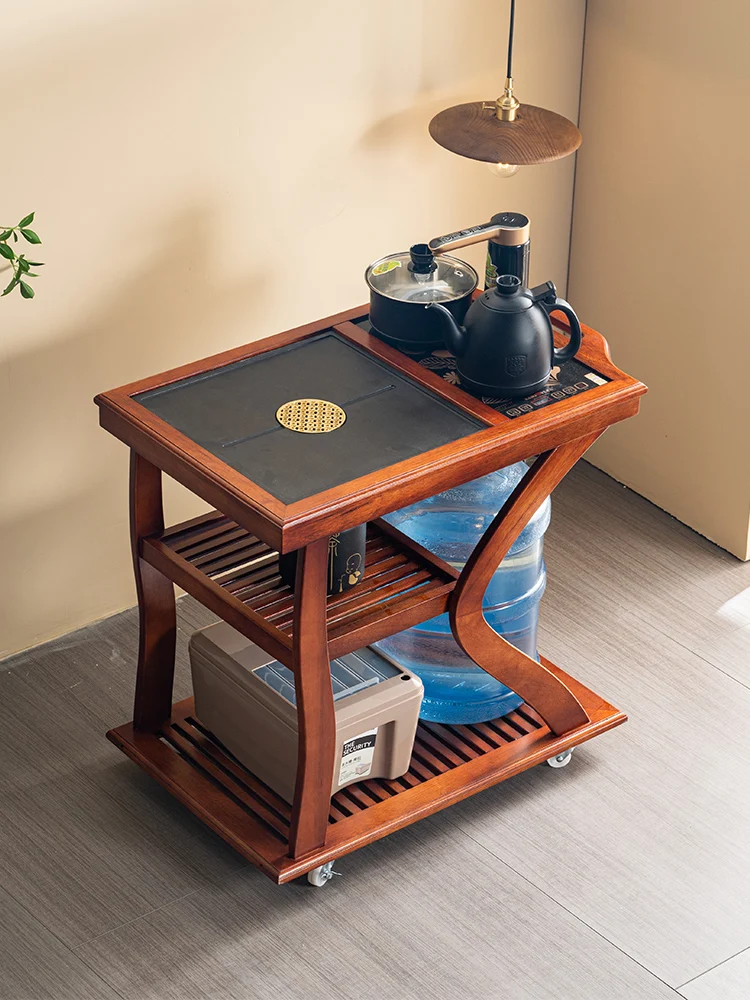 

Rosewood mobile tea cart home solid wood tea table shelf balcony automatic boiling water Wushi small tea table complete.