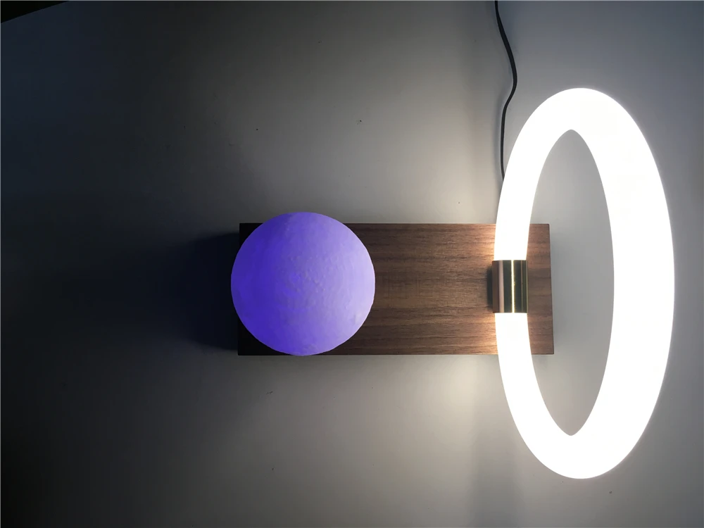 Light up Bar Table Wooden Lamp Round Shade 6W Desk Lamp Plastic Small Portable Magnetic Levitation LED Light Table for Kids