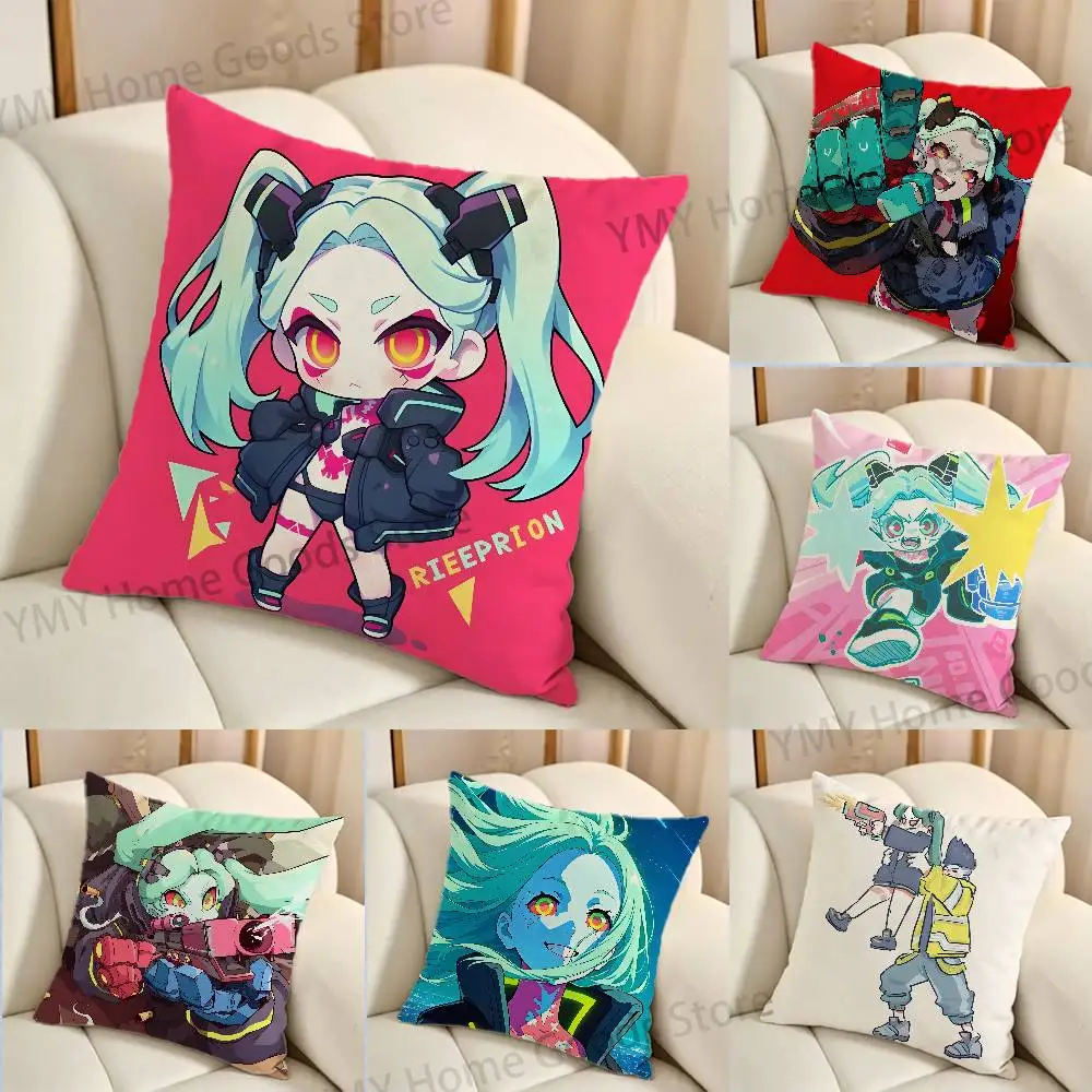 HOT Anime Figure R-Rebecca Lucy Print Throw Pillow Cover Square Cushion Case for Living Room Bedroom Decor