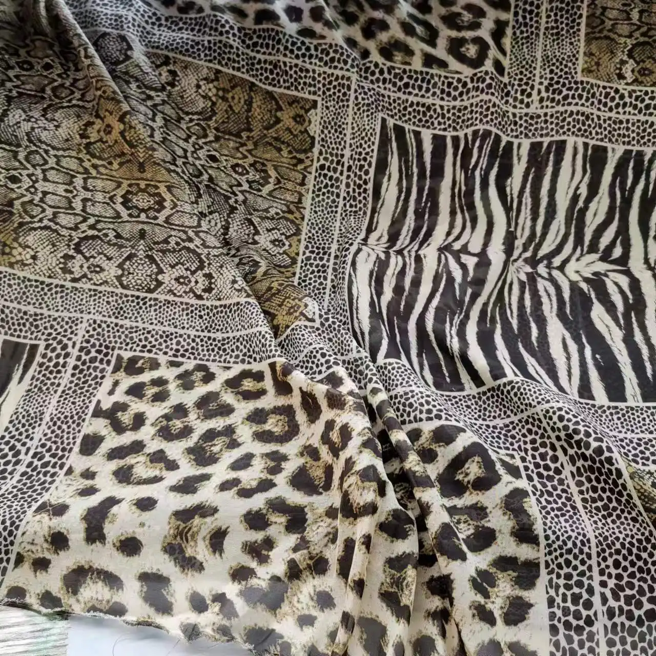 On Sale Snake Skin Pattern Chiffon Fabric for Sewing Dress Scarf Ribbon Garment 1 Yard