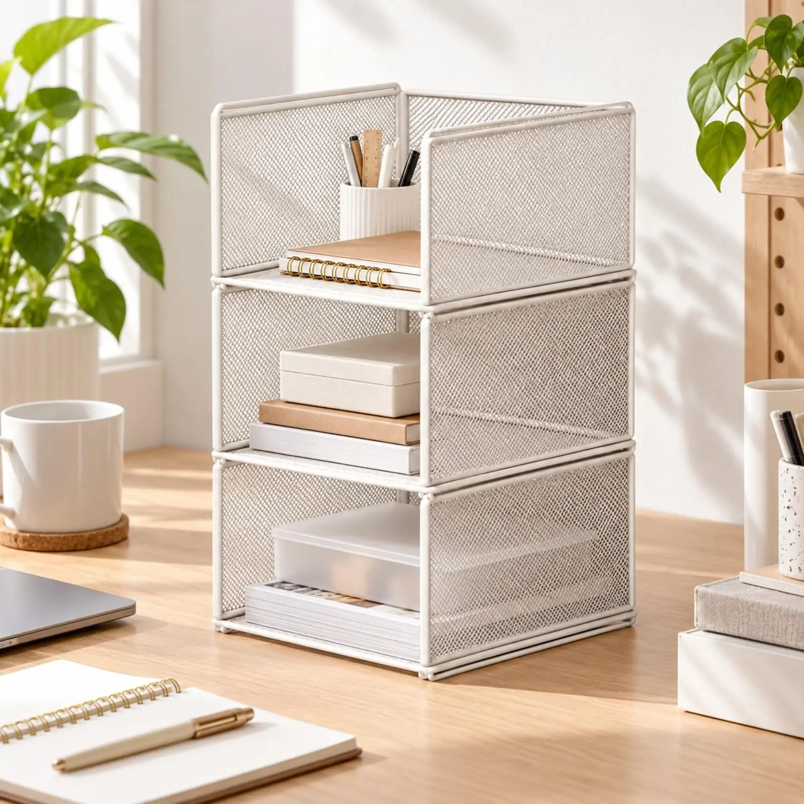 Mesh Clothes Organizer Box for Wardrobe with Sturdy Iron Frame and Sliding Pull Design