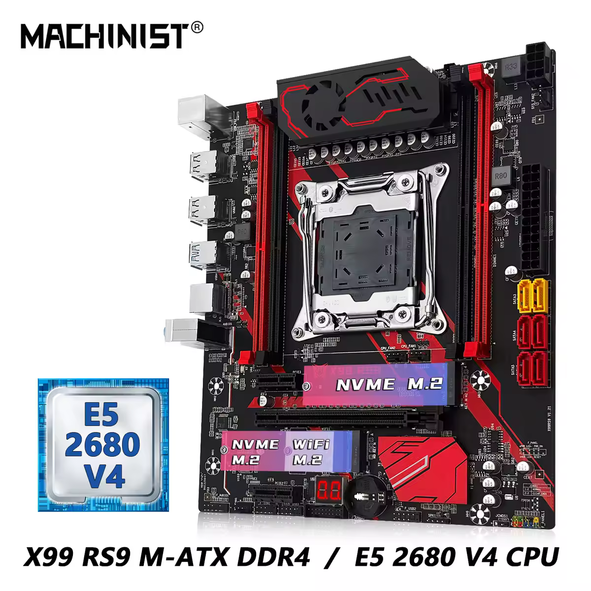 Kit de carte mère MACHINIST X99 RS9 avec processeur Xeon E5 2630 V4 / 2650 V4 / 2680 V4 LGA 2011-3, prise en charge de la RAM DDR4, quatre canaux USB3.0