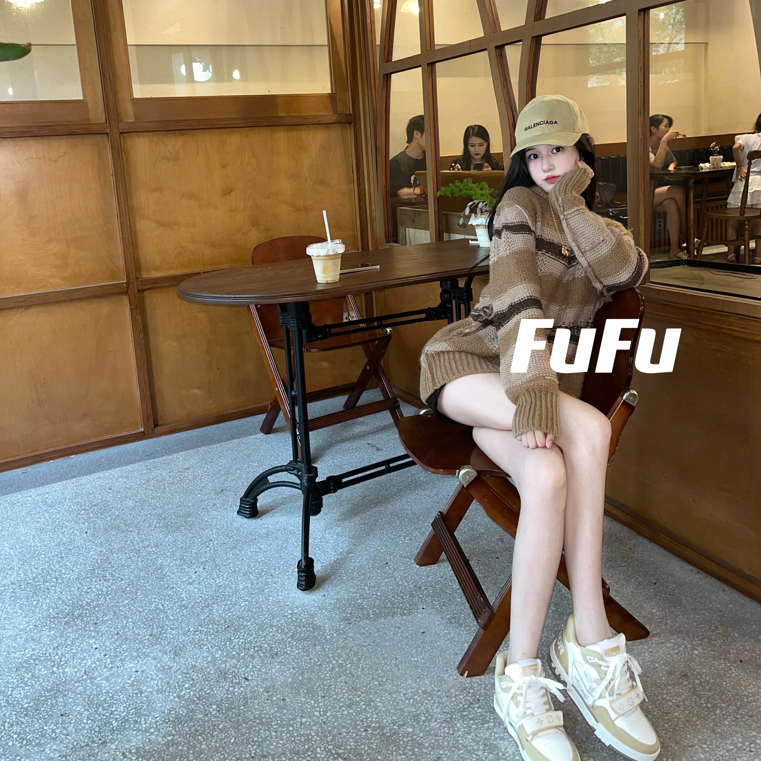 

Свободный свитер с круглым вырезом FUFU для ранней осени, в стиле Lazy Sle, цвета хаки-коричневый, с вырезами, длинный рукав, женская вязаная одежда