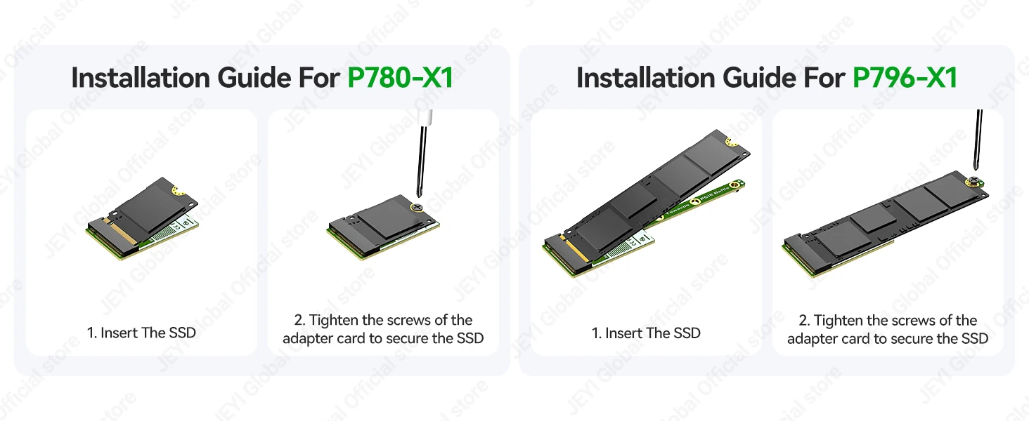 JEYI Flache PCIe 5.0 X1 zu NVMe Adapterkarte 32Gbps Flaches Design Ohne GPU-Blockierung für M2 2230 NVMe SSD Mini-Erweiterungskarte – Detail 8