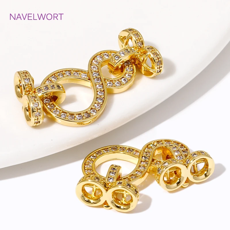 Fashion 18K Gold Plated Brass Inlaid Zircon Pearl Clasps Connector Clasp For Jewelry Making DIY Bracelet Necklace Accessories