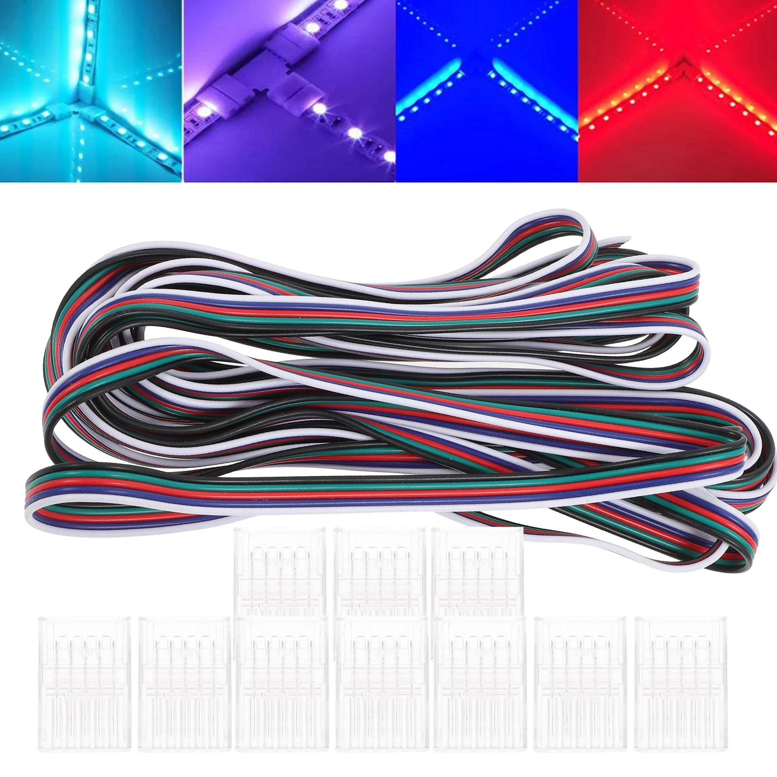 

Solderless Connectors 5 Pin Conductor Adapter RGB Light Connector Kit LED Light Strip Connectors Solderless LED Strip Connector