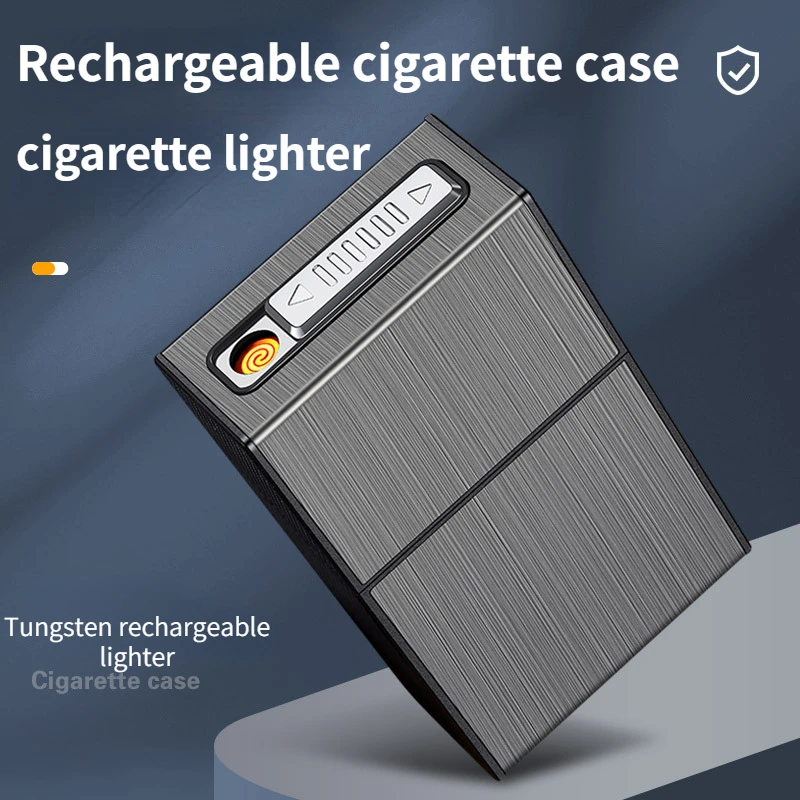 Best-selling Cigarette Case Lighter Waterproof and Windproof USB Rechargeable Rough Cigarette Case Integrated Cigarette Lighter