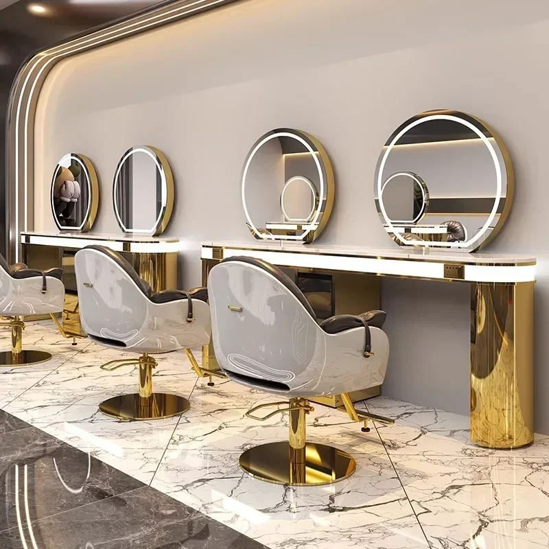 Hair Salon Dressing Table Single and Double-Sided for   Salon Haircut Mirror with Cabinet   Cutting and Dyeing Hair Mirrorss 03A