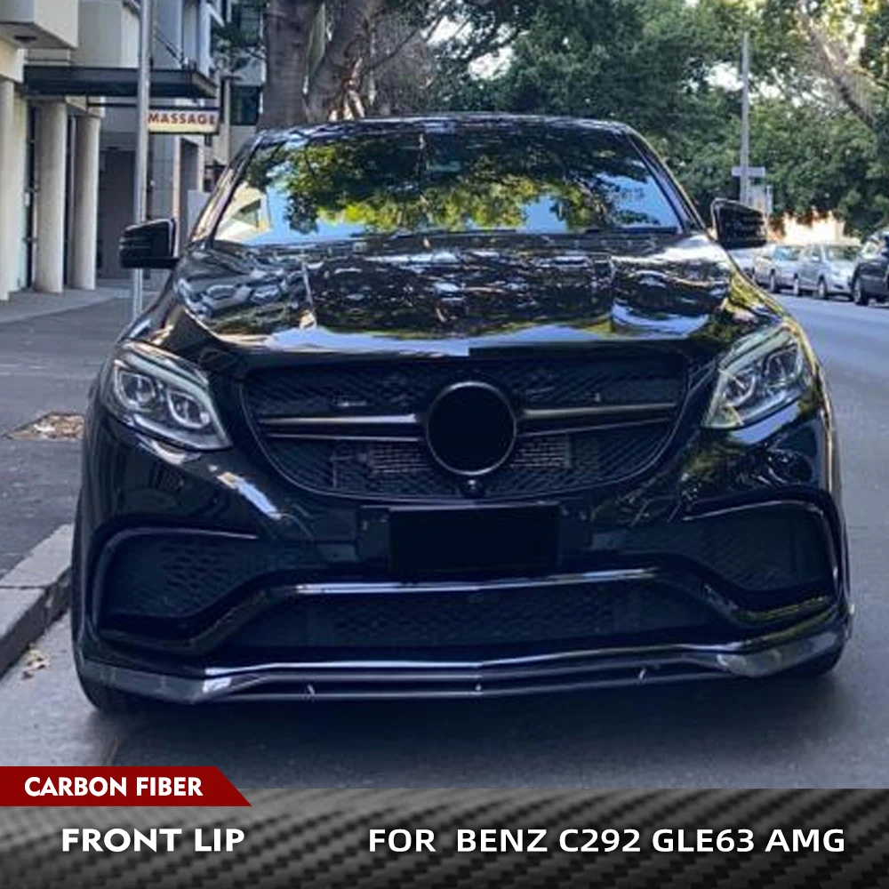 For Mercedes Benz GLE Class C292 GLE63 AMG Coupe 2015-2019 Carbon Fiber Front Bumper Lip Front Chin Spoiler Splitter Protector