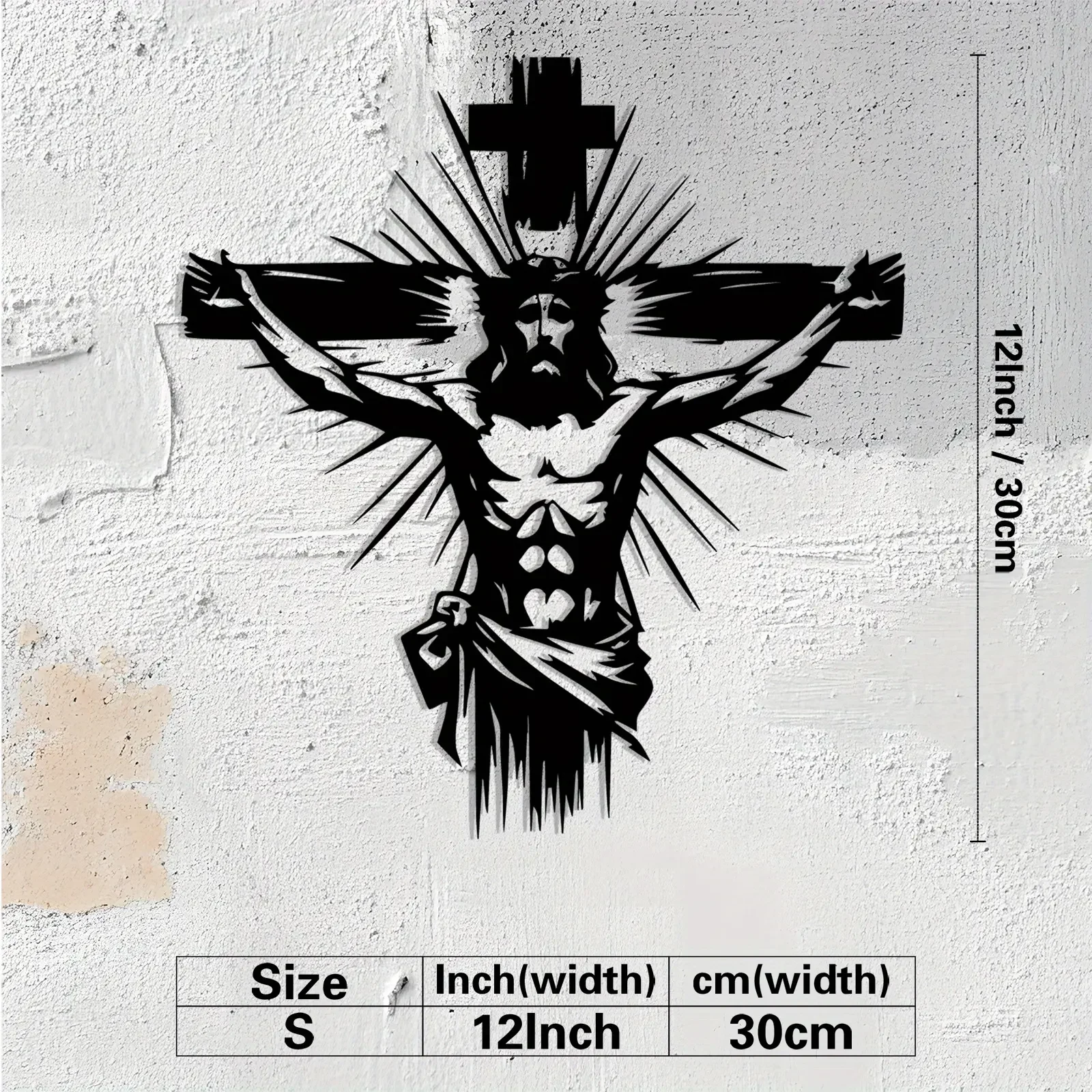 CIFBUY Wrought Iron Jesus Cross Wall Art, Stretching Arms with Glowing Dots, Religious Home Decor for Church & Prayer Room