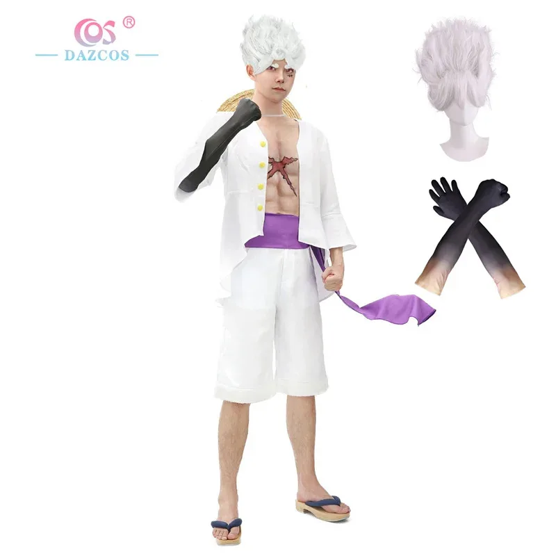 DAZCOS Luffy Косплей Wano Country Аниме Костюм Экипировка Рубашка Брюки с поясом Ника Форма Наряд Обезьяна D Луффи Косплей Парики Перчатки