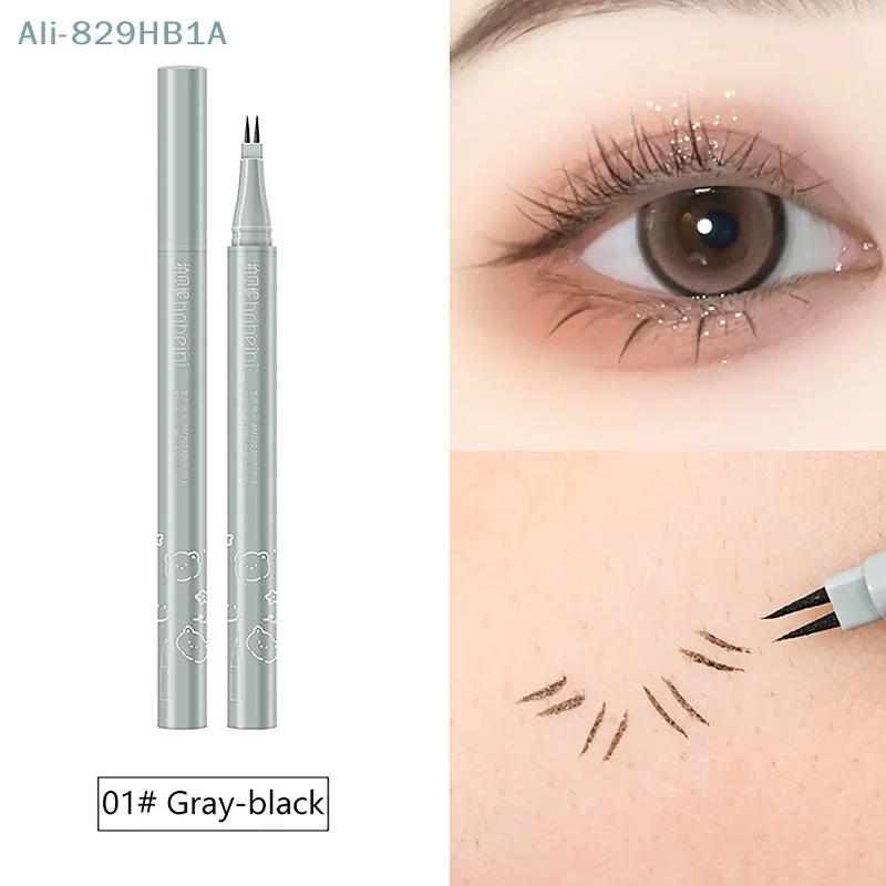 Ultra Fine Double Forked Tip Liquid Eyeliner Lower Eyelash Pen Ultra-thin Quick Dry Smooth 2 Points Eye Liner Lower Lash Pencil