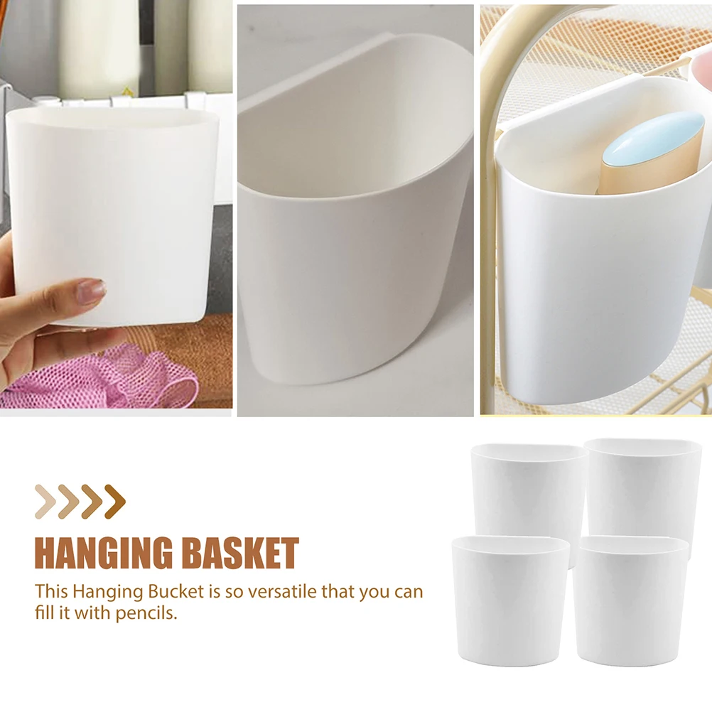

4pcs Bucket Storage Baskets Organizer For Trolley Cart Cup Holder Rolling Bin Container Household Hanging Trash Can Cosmetics
