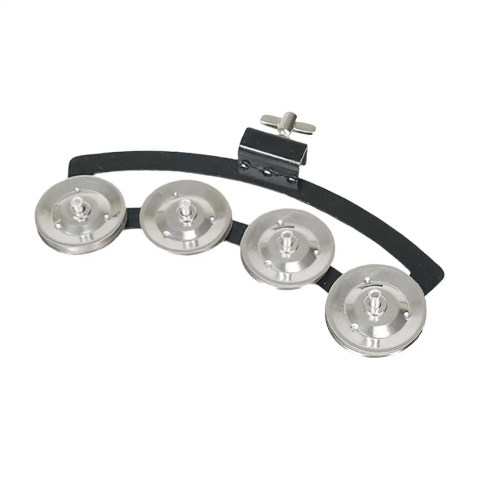 Cymbal Hi Hat Tambourine Shaker with Mounting Bracket Easily Mountable Hand Bell Rattle for Concert Adults KTV Party Ensemble