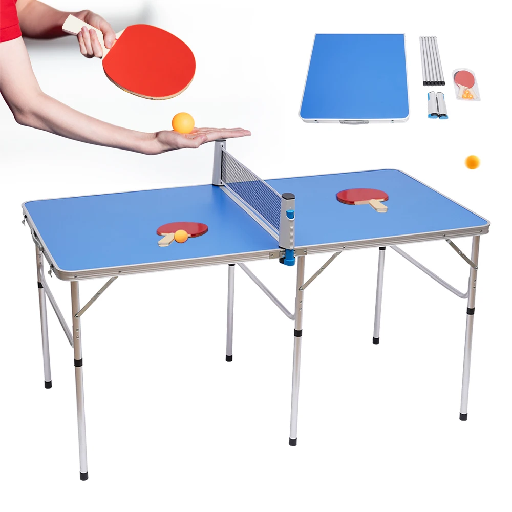 Ping Pong Table with MDF and Aluminum Alloy, High Load-Bearing, Complete Set with Balls and Rackets