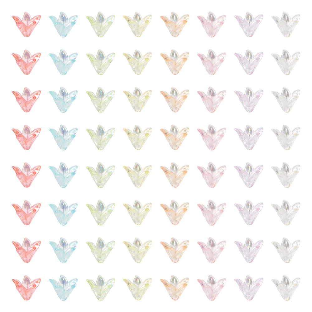 160Pcs Transparent Acrylic Lily Flower Bead Caps Multi-Petal Spacer Loose Beads for DIY Craft Necklaces Bracelets Jewelry Making