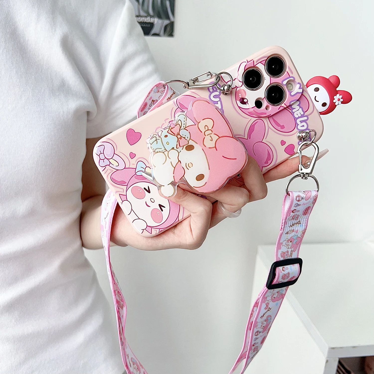 For Samsung Galaxy S8 S9 S10 S20 S21 S22 S23 S24 S25 Plus Ultra FE Note 8 9 10 20 Shy Kuromi Case With Holder Rope - náhled 4