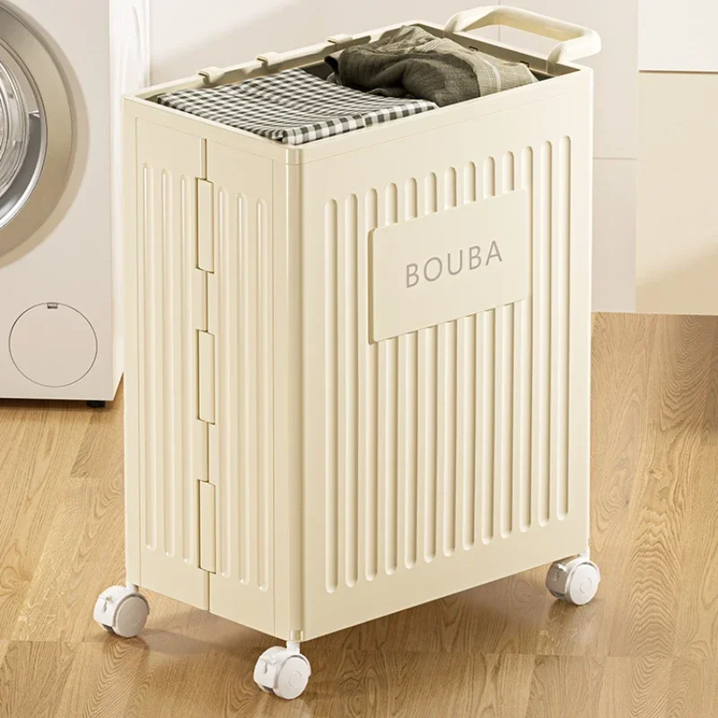 Large Capacity Laundry Hamper, Narrow-Slit Design with Wheels, Foldable Bathroom Storage, Space-Saving Clothes Organizer