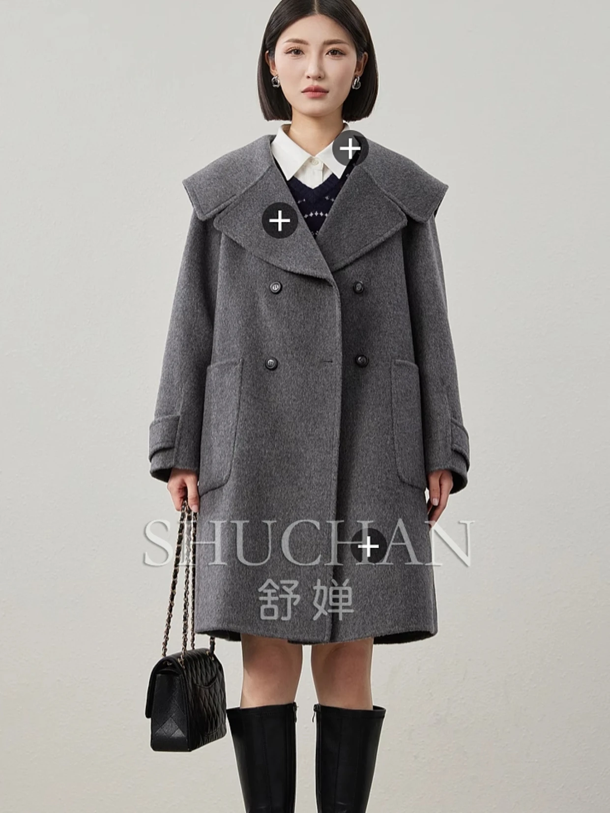 

England Style medium and long double-sided woolen coat women casacos de inverno feminino frete grátis Double Breasted