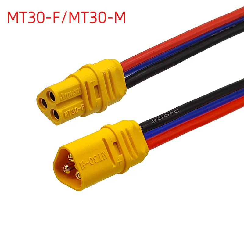 Amass MT30 Cable Connector Male Female MT30-F/M 3Pin Plug with Sheath Cover 18AWG Silicon Wire for RC Lipo Battery FPV Drone