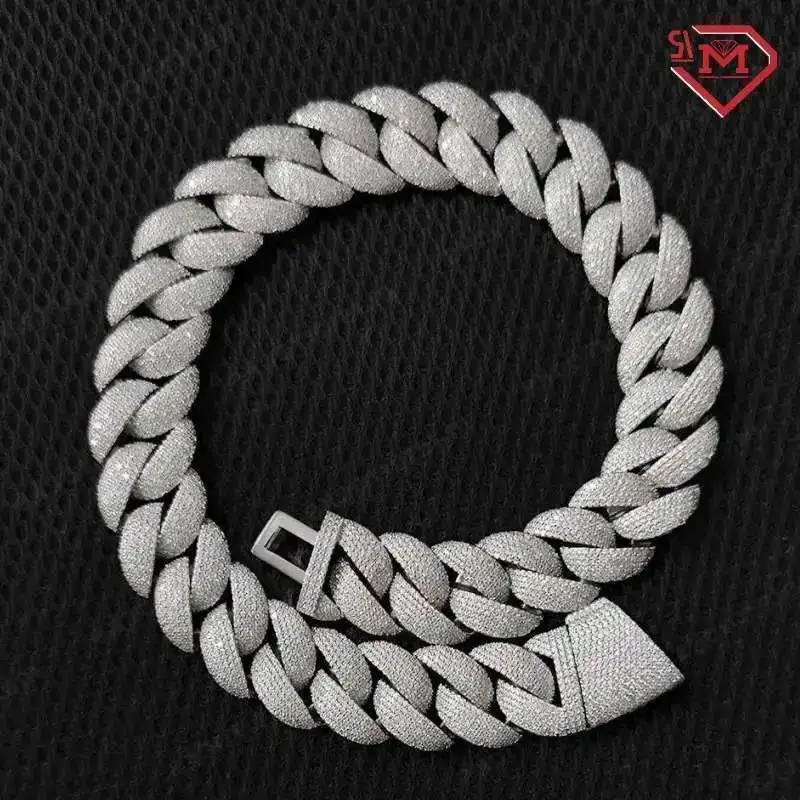 

Heavy 20mm Big Size Moissanite Cuban Chain Silver Gold Plated Hiphop Vvs Moissanite Miami Cuban Link Chain Iced Out Cuban Chain