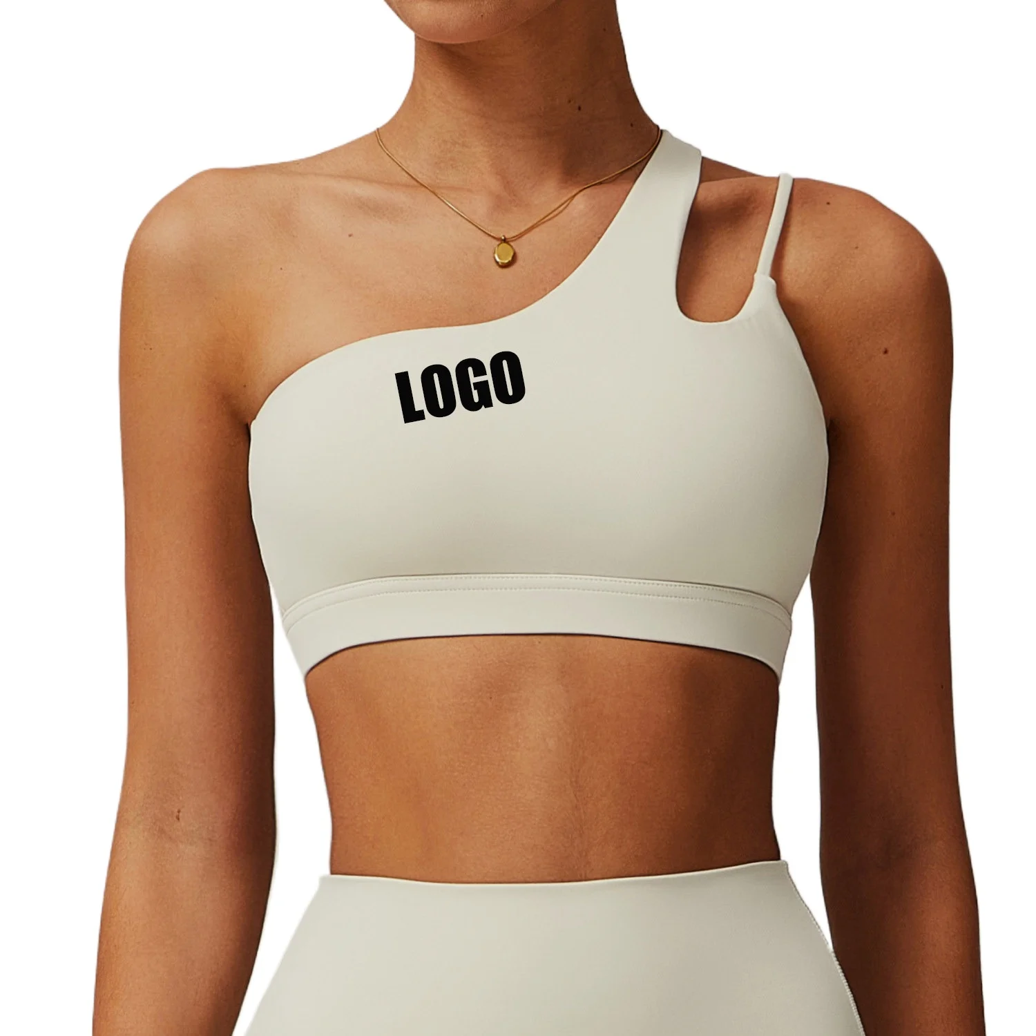 Custom LOGO Women's Oblique Shoulder Beauty Back Yoga Bra Sports Underwear Irregular Shoulder Strap Running Fitness Vest