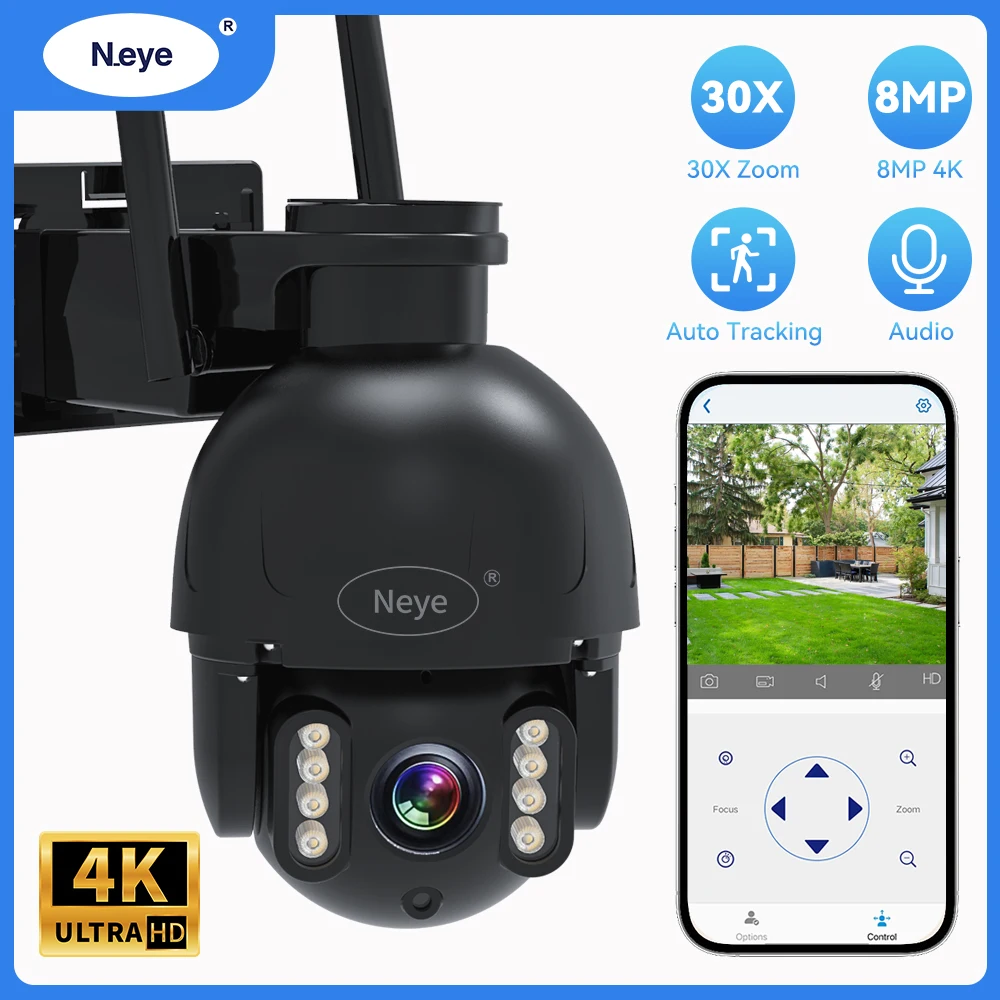 

Neye Outdoor Home Security WiFi Camera 8MP 4K HD 30X Zoom High Speed Hemisphere Camera CCTV Security Video Camera