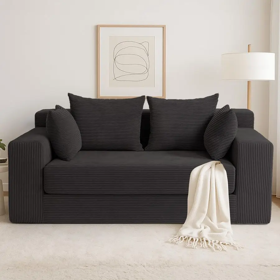 

Sofa Bed, Boneless Loveseat Folding Couch Bed Foldable 3 in 1 Small Ccouch amp Futon Sofa Sleeper, Corduroy Pull Out Couch with