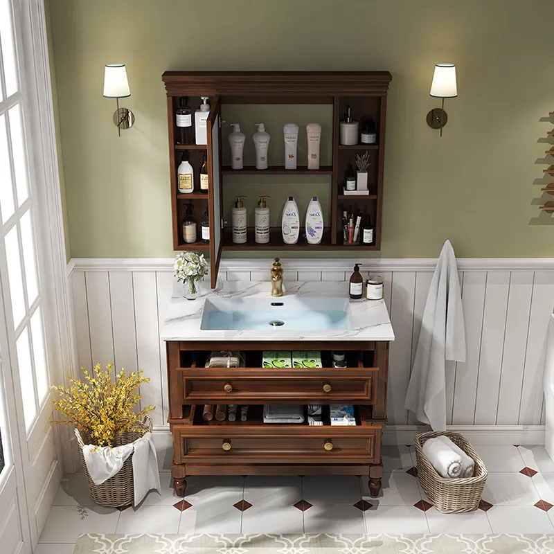 Bathroom cabinet, bathroom oak washstand, floor-to-ceiling washstand cabinet combination