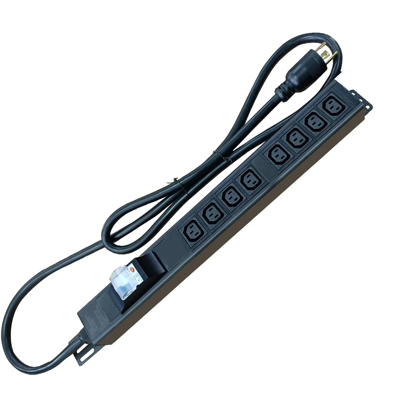 

PDU POWER SOCKET 240V L6-30P 8-bit C13 Jack with Leaky Single protection Circuit Breaker USA High Power 7500W Rack PDU Socket